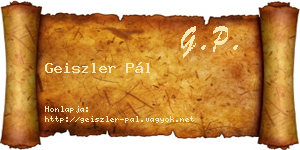 Geiszler Pál névjegykártya